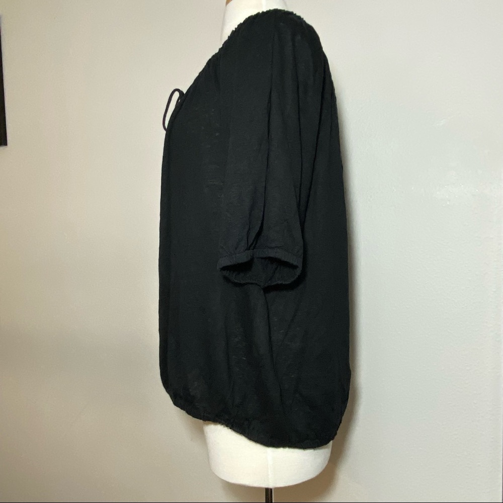 LOFT Black Linen Peasant Short Sleeve Top, XL & XXL - Picture 11 of 16